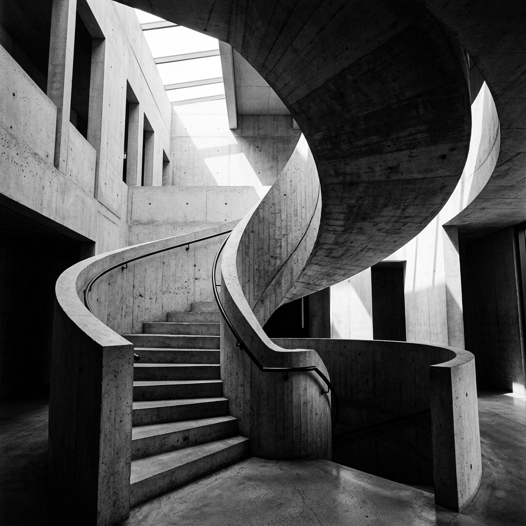 Concrete spiral staircase